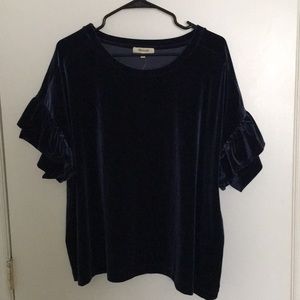 NWT Madewell Navy Velvet blouse